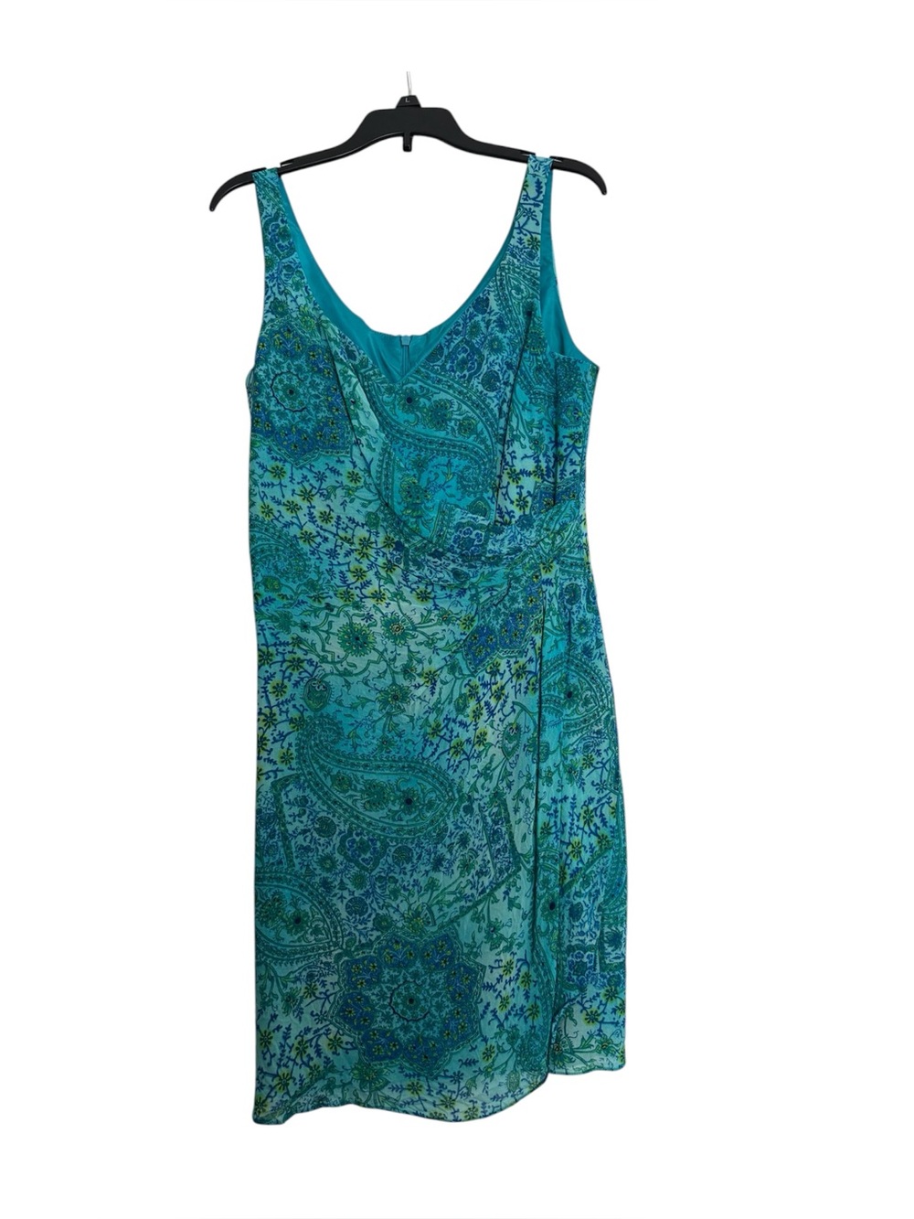 NWOT John Roberts Sleeveless Teal Paisley Print Dress